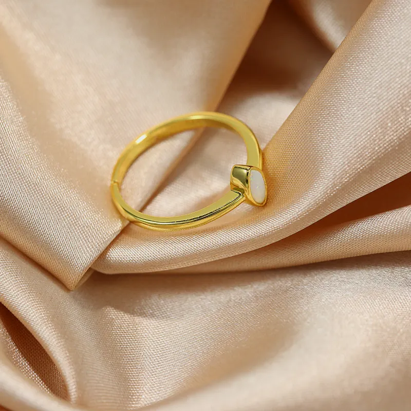 Oblong Opal Gemstone Ring