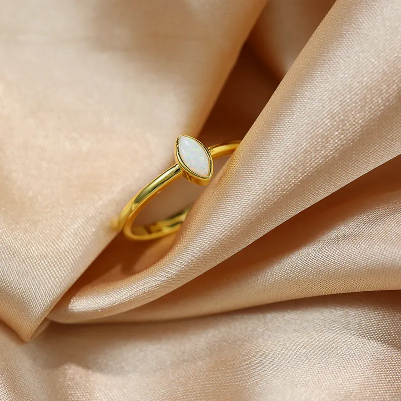 Oblong Opal Gemstone Ring