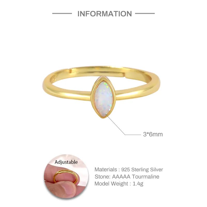 Oblong Opal Gemstone Ring
