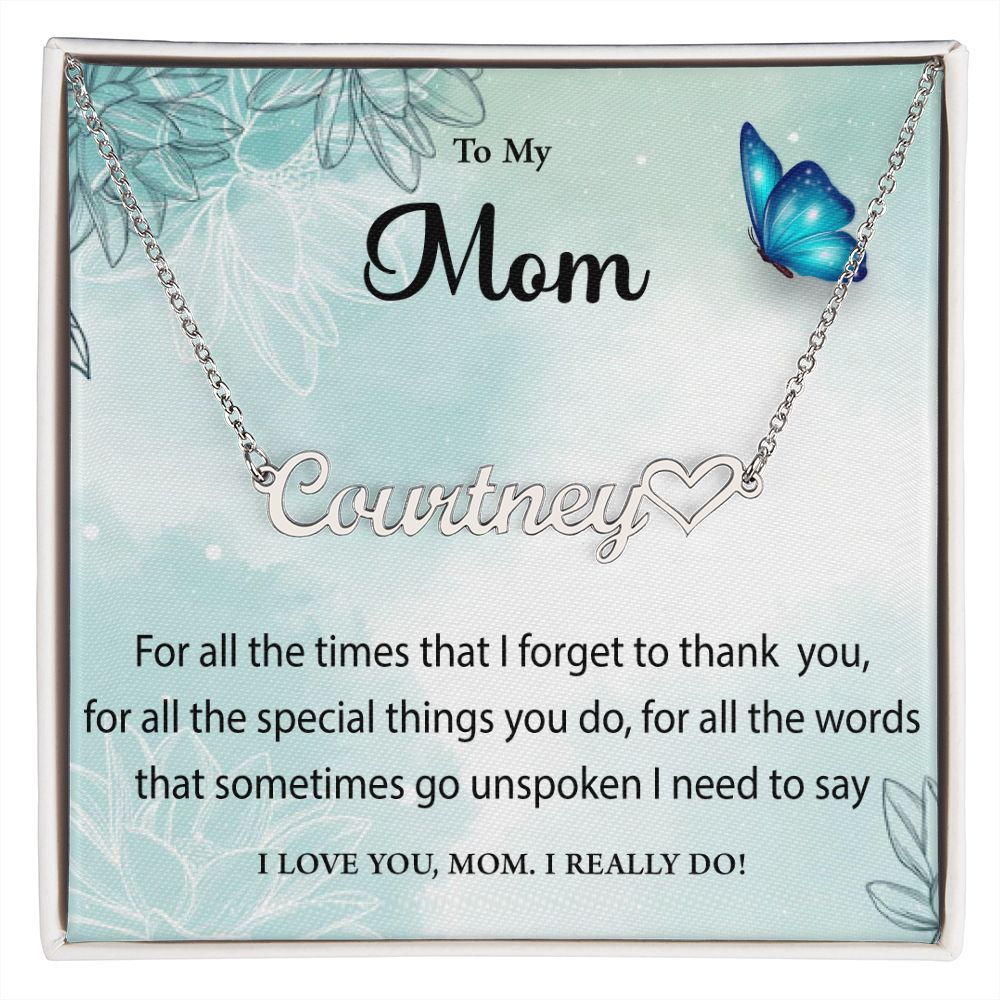 Name Necklace With Heart to Mom