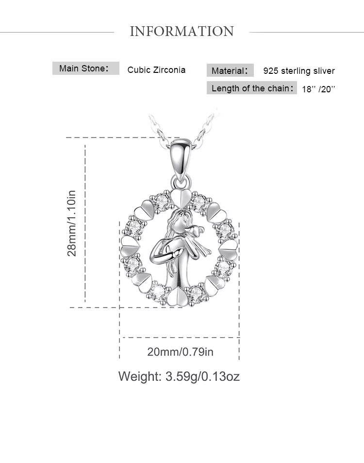 Elegant Circle of Life Girl and Dog Sterling Silver Necklace