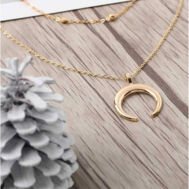 Trendy Double Layer Moon Necklace