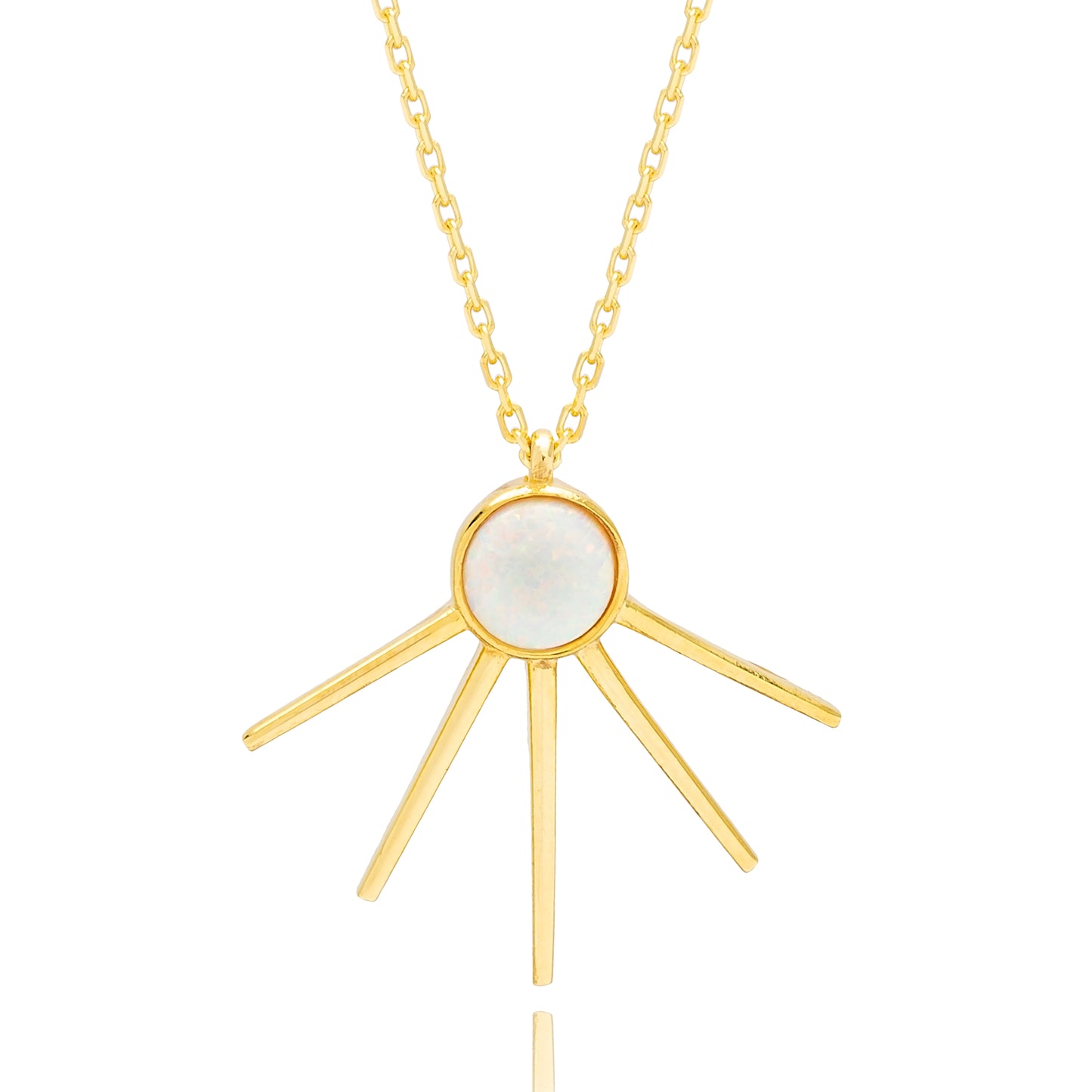 Sun Rays and Opal Unique Necklace (Gold)