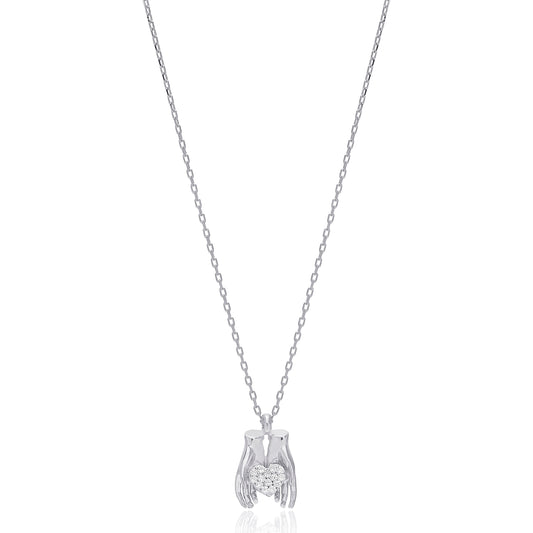 Hands with Heart Sterling Silver (Silver)