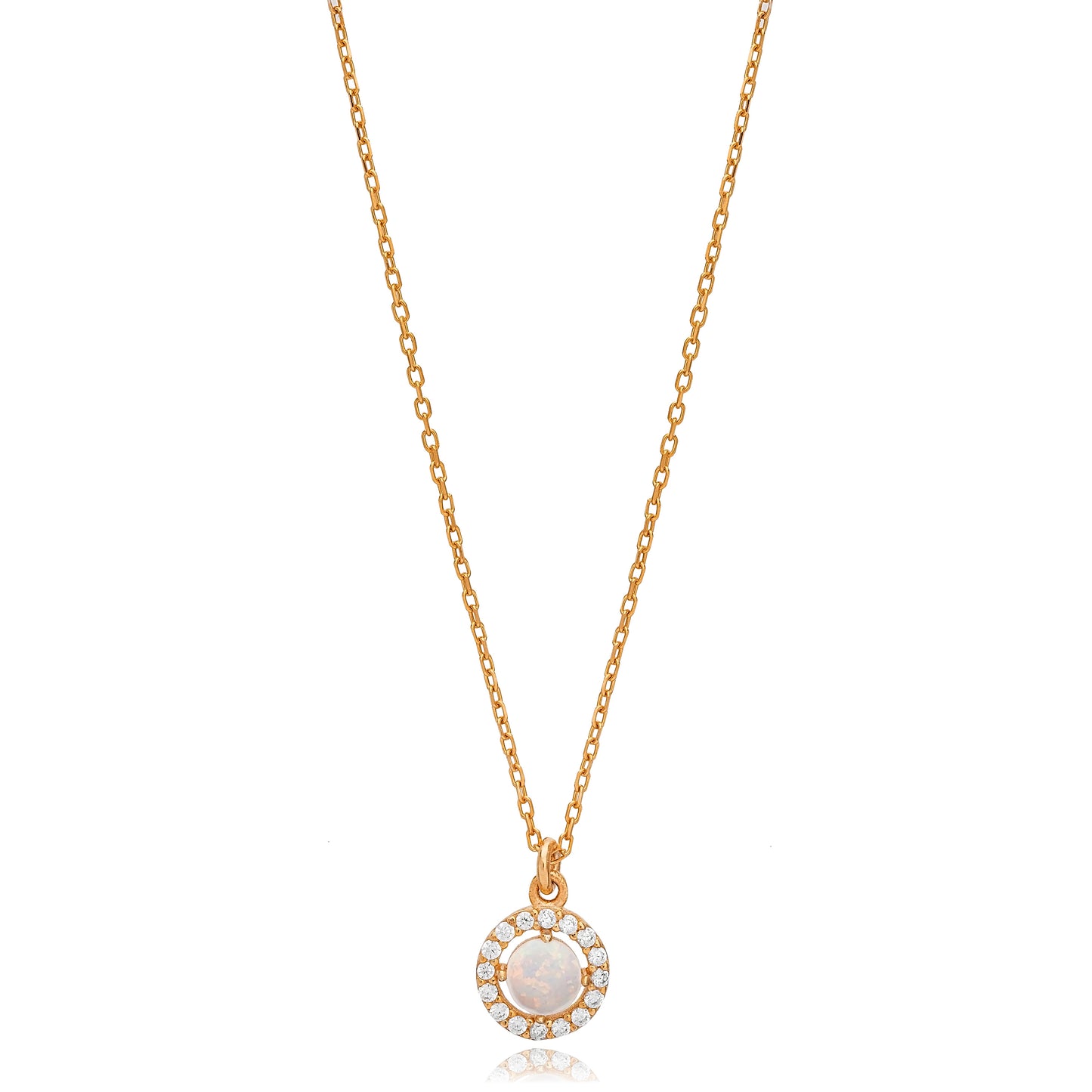 Minimalist White Opal Stone Charm Necklace