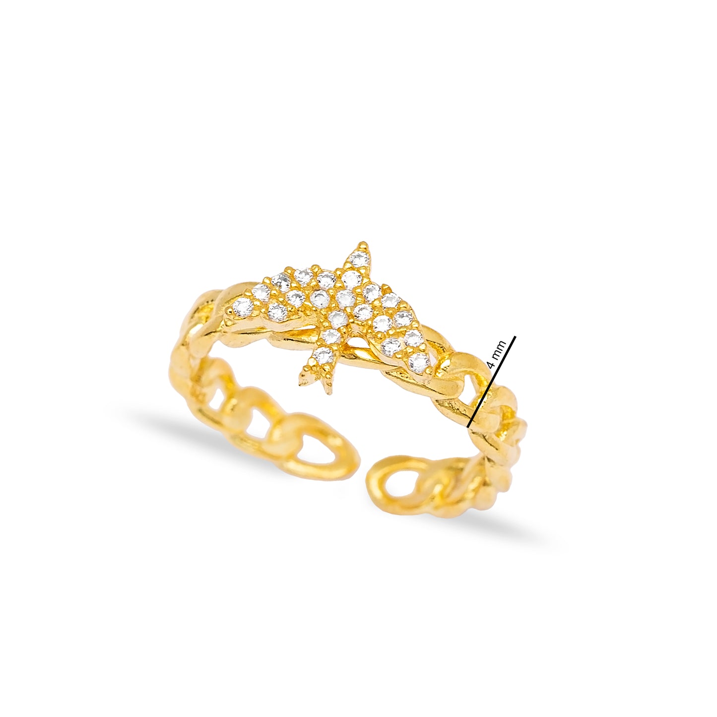 Swallow Bird Charm Chain Adjustable Ring (Gold)