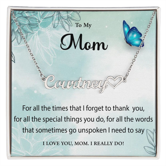 Name Necklace With Heart to Mom