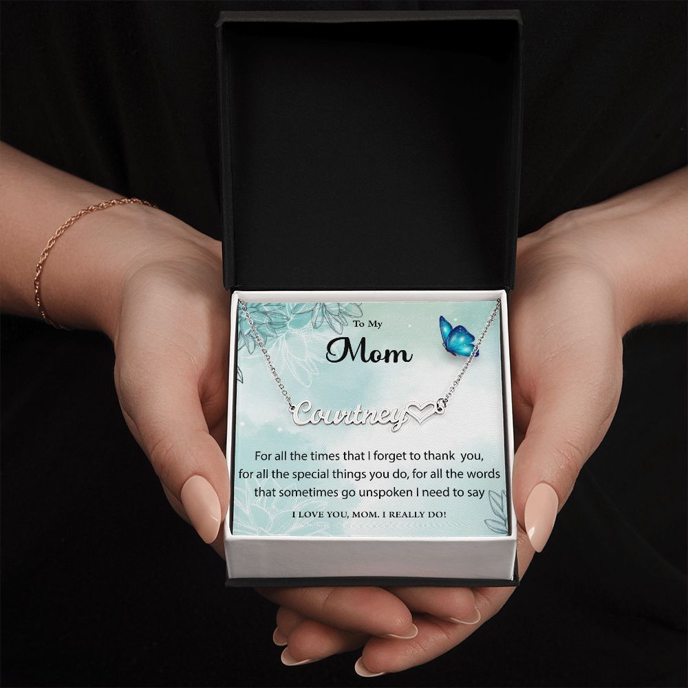 Name Necklace With Heart to Mom