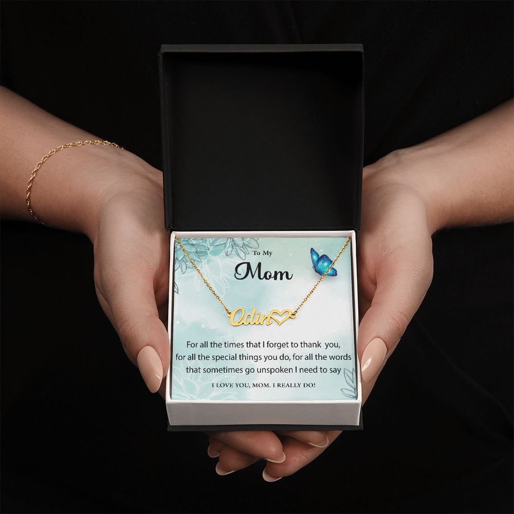 Name Necklace With Heart to Mom