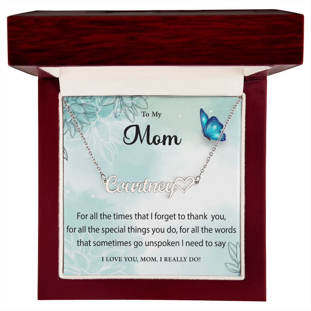 Name Necklace With Heart to Mom