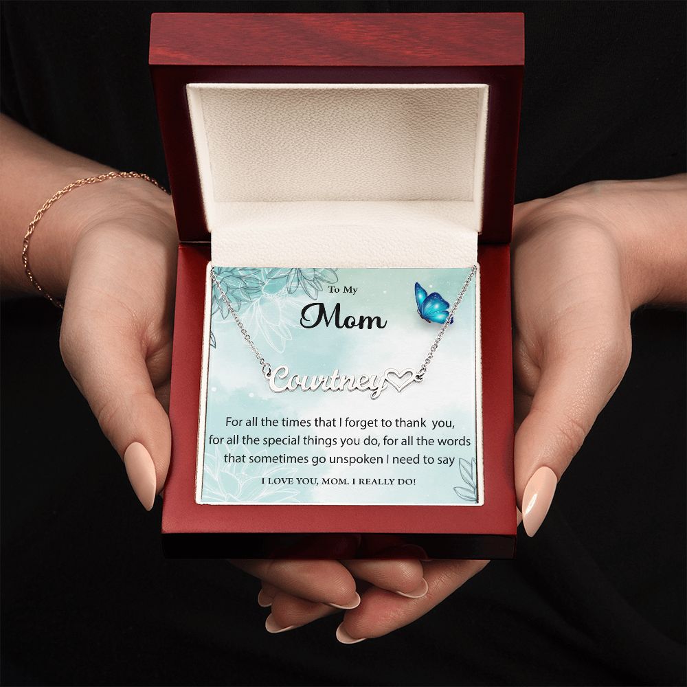 Name Necklace With Heart to Mom