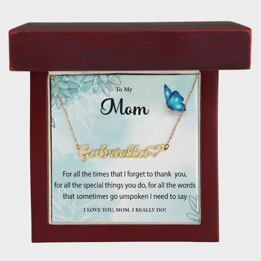 Name Necklace With Heart to Mom