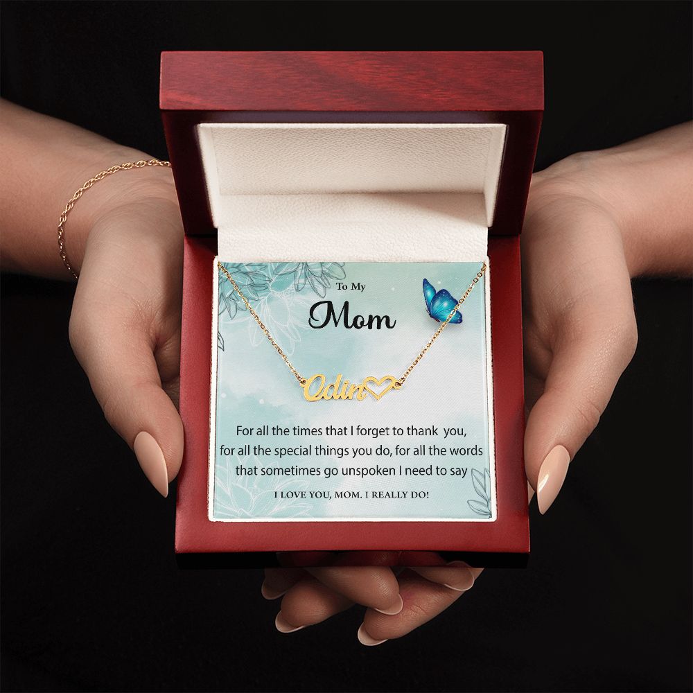Name Necklace With Heart to Mom