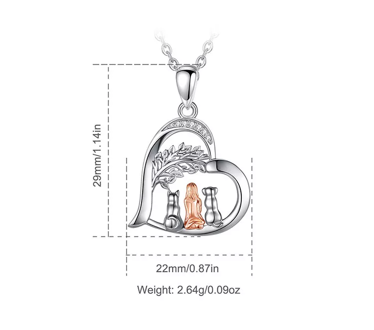 Always By My Side Two Dogs Sterling Silver Necklace