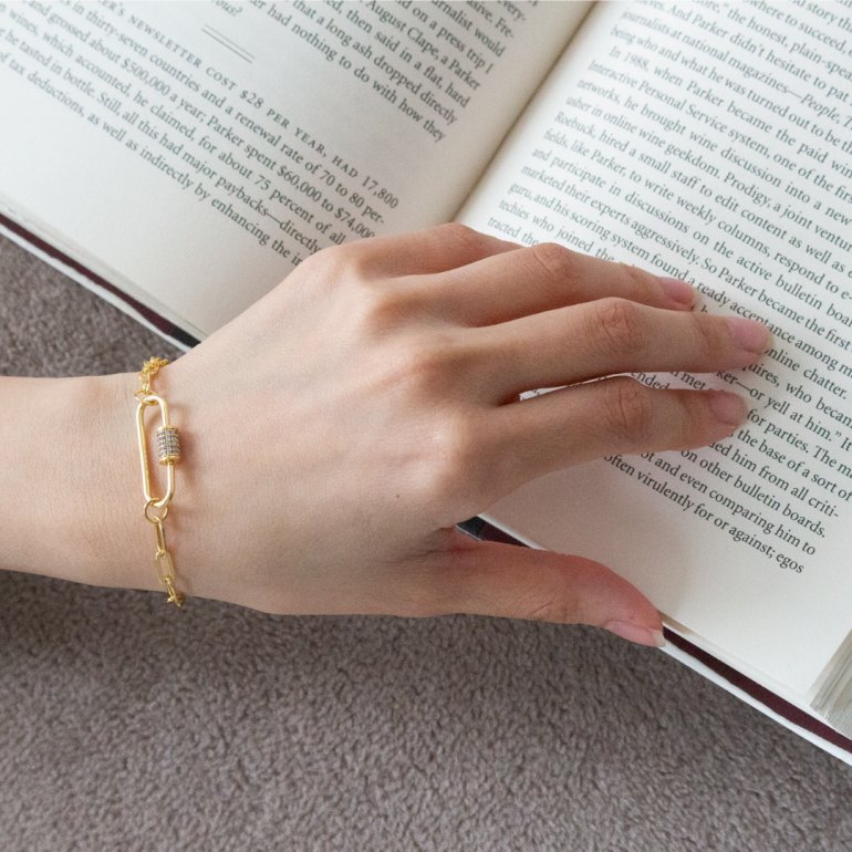 Anchor Chain with CZ Adjustable Clasp Bracelet Sterling Silver